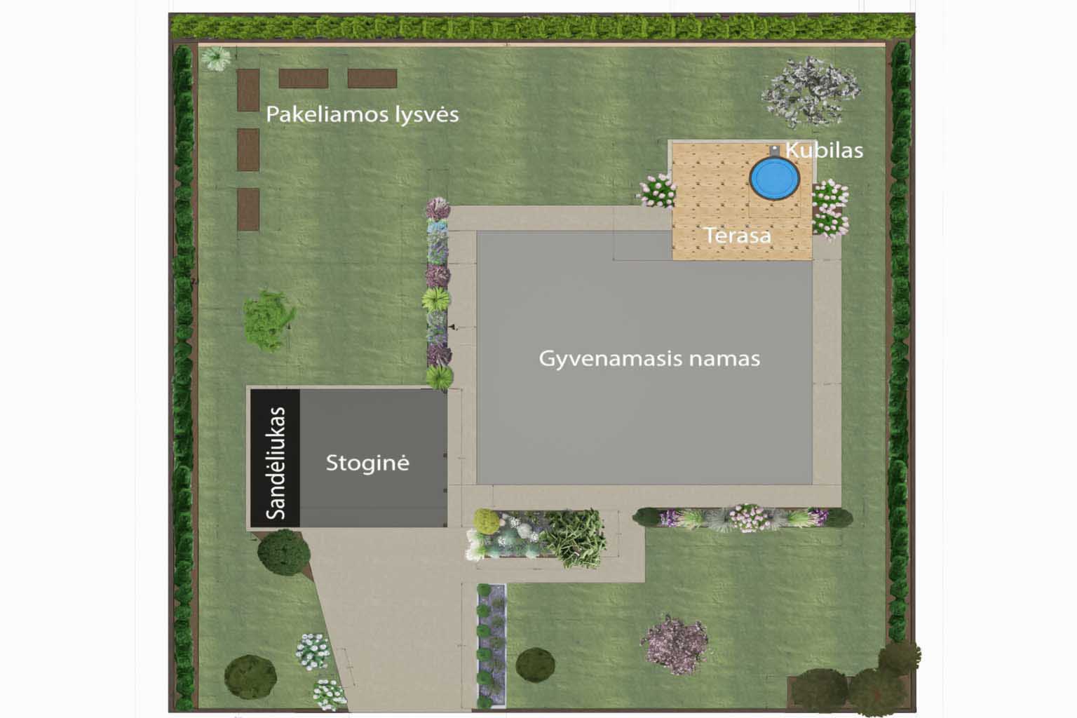Landšafto projektavimas: detalus sklypo sutvarkymo techninis projektas